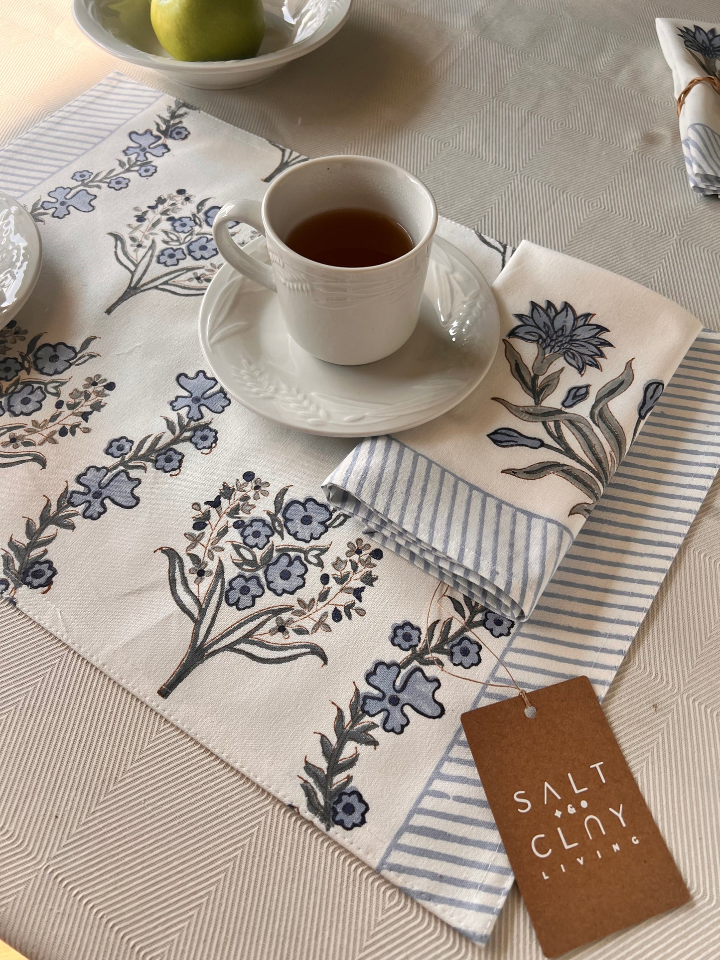 Sweet Pea Block-Printed Placemats & Napkins Set