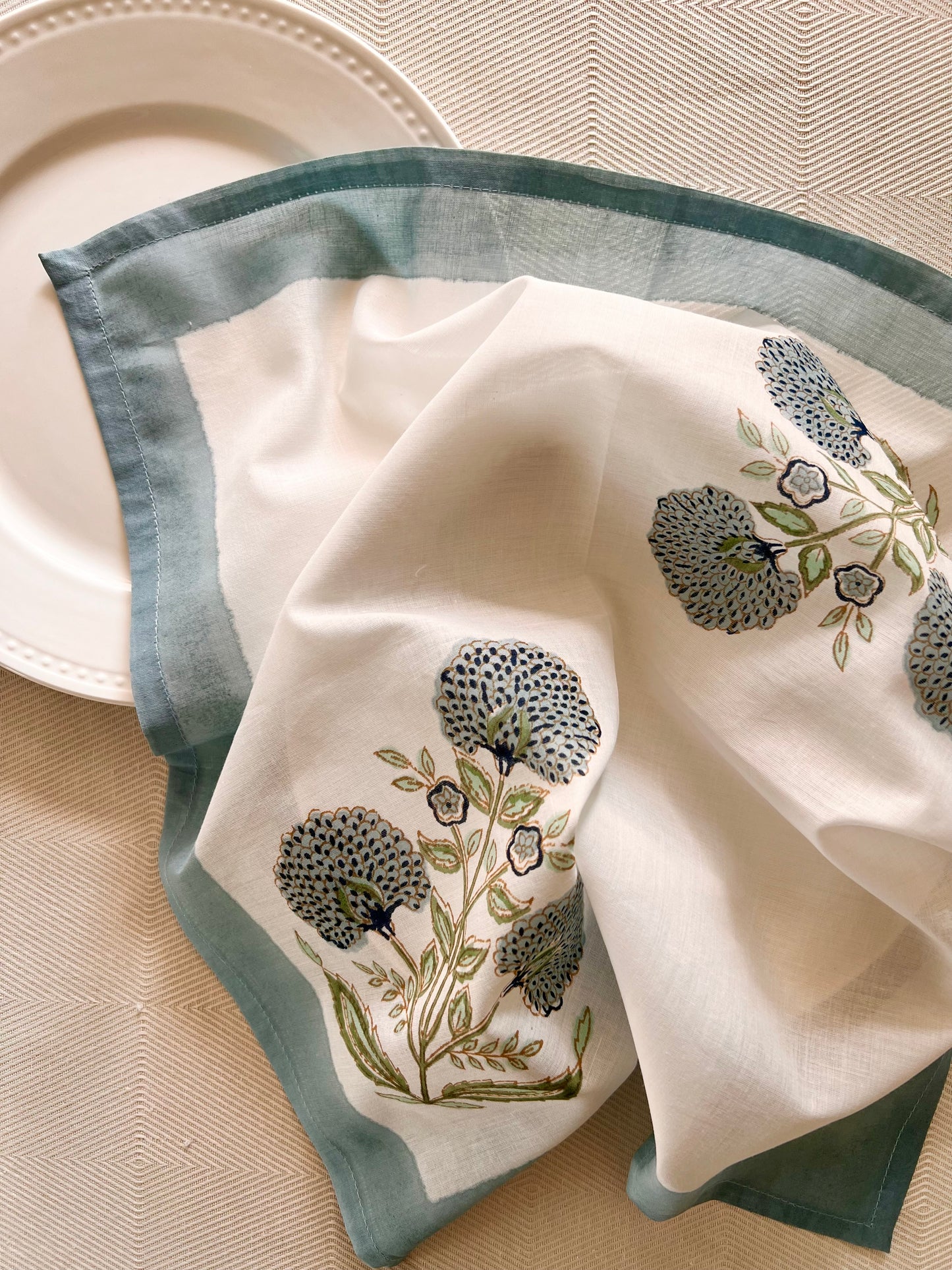 Iris Block-Printed Placemats and Napkins Set