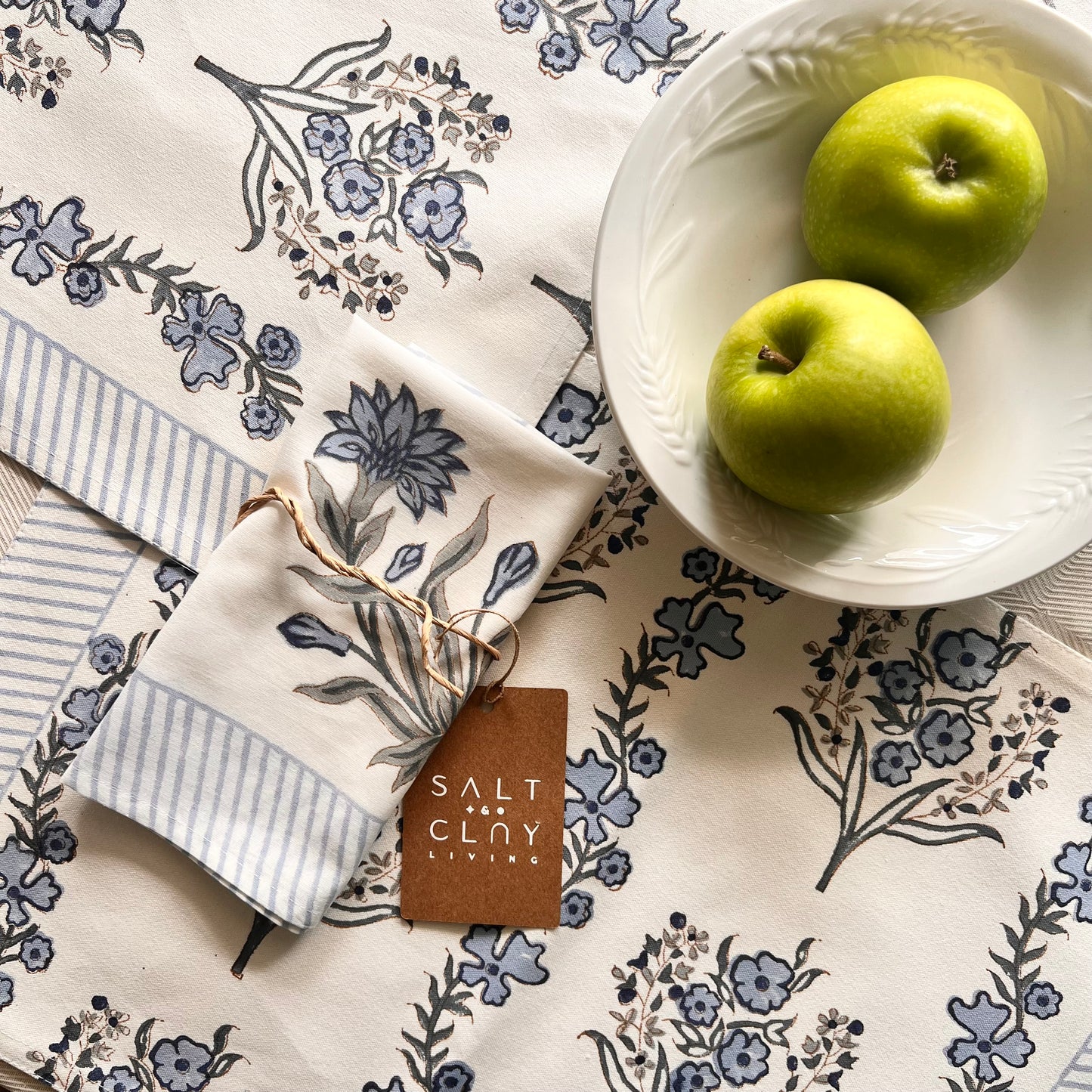 Sweet Pea Block-Printed Placemats & Napkins Set