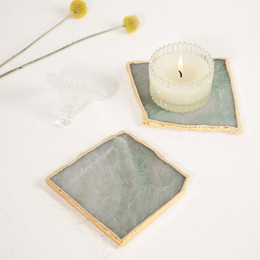 LIGHT- GREEN AVENTURINE COASTERS