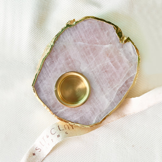 ROSE QUARTZ TEA-LIGHT HOLDER